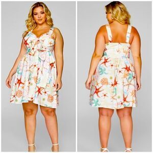 FTF Sleeveless Flair Seashell Print Dress
